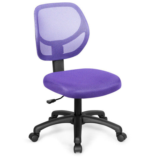 Low-back Computer Task Chair with Adjustable Height and Swivel Casters-Purple