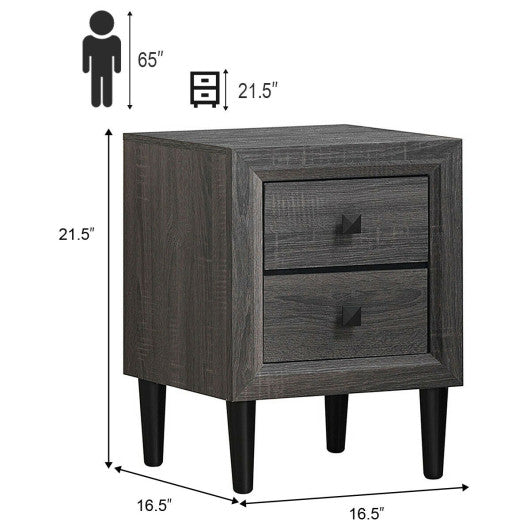 Multipurpose Retro Bedside Nightstand with 2 Drawers