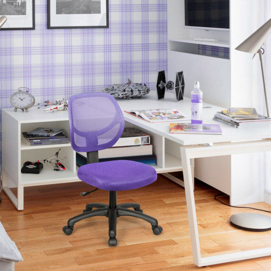 Low-back Computer Task Chair with Adjustable Height and Swivel Casters-Purple