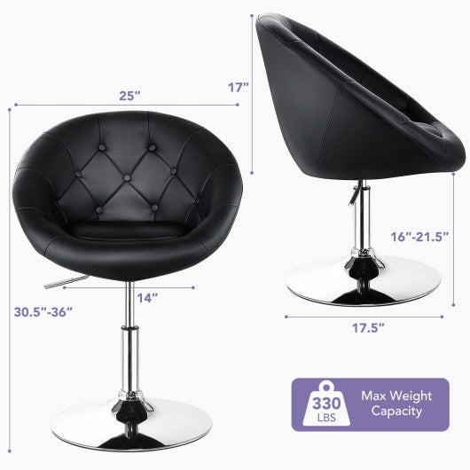 1 Piece Modern Adjustable Swivel Round PU Leather Chair-Black