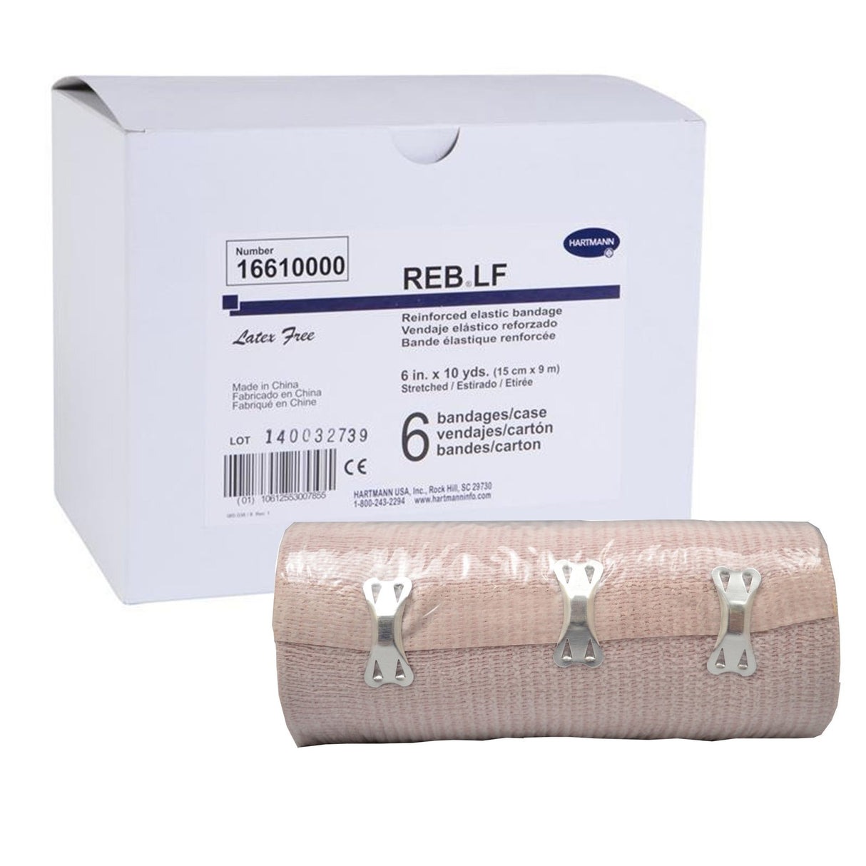 REB® LF Clip Detached Closure Elastic Bandage, 6 Inch x 10 Yard