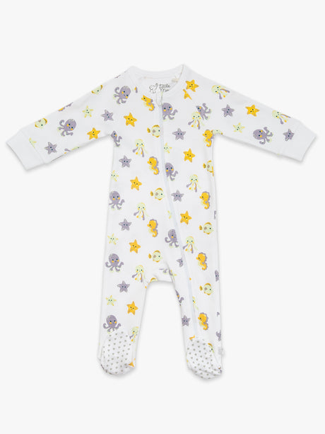 Organic Cotton Footed Sleeper - Let's Sea by Little Moy