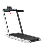 2-in-1 Electric Motorized Health and Fitness Folding Treadmill with Dual Display and Speaker-White