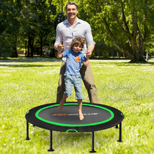 47 Inch Folding Trampoline with Safety Pad for Kids and Adults-Green