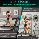 4.75HP 2 In 1 Folding Treadmill with Remote APP Control-Black
