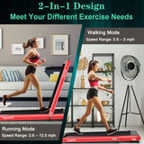 4.75HP 2 In 1 Folding Treadmill with Remote APP Control-Red