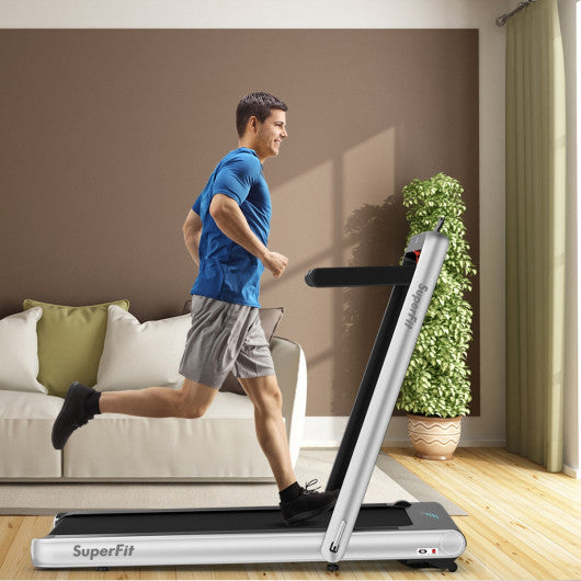 4.75HP 2 In 1 Folding Treadmill with Remote APP Control-Silver