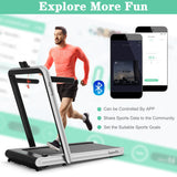 4.75HP 2 In 1 Folding Treadmill with Remote APP Control-Silver