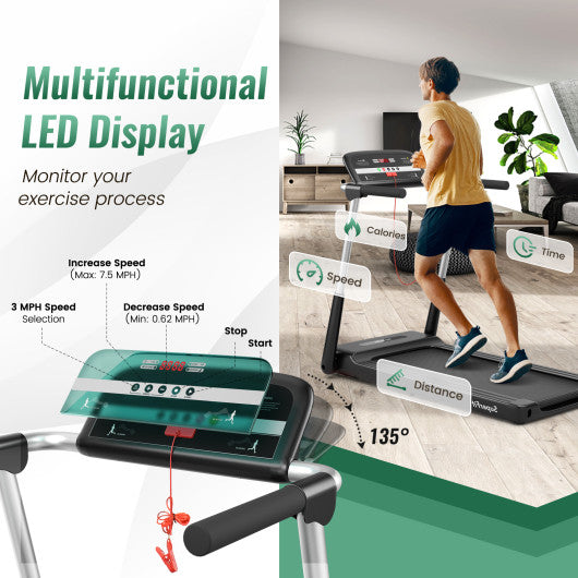 2.25 HP Foldable Treadmill with APP Control and LED Display