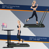 2-in-1 Folding Treadmill with Remote Control and LED Display-Green