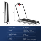 2-in-1 Folding Treadmill with Remote Control and LED Display-Silver