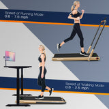 2-in-1 Folding Treadmill with Remote Control and LED Display-Golden