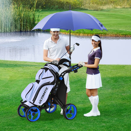 Golf Push Pull Cart with Foot Brake-Blue