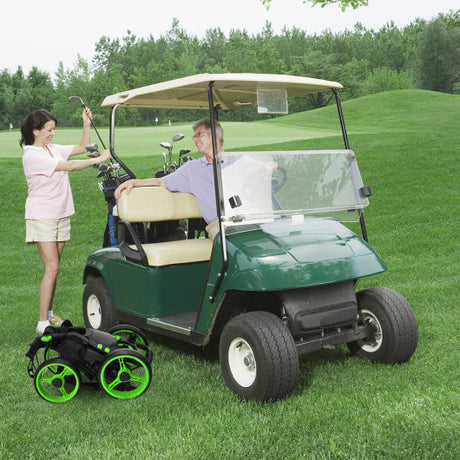Golf Push Pull Cart with Foot Brake-Green