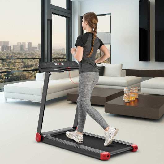 Folding Electric Compact Walking Treadmill with APP Control Speaker-Red