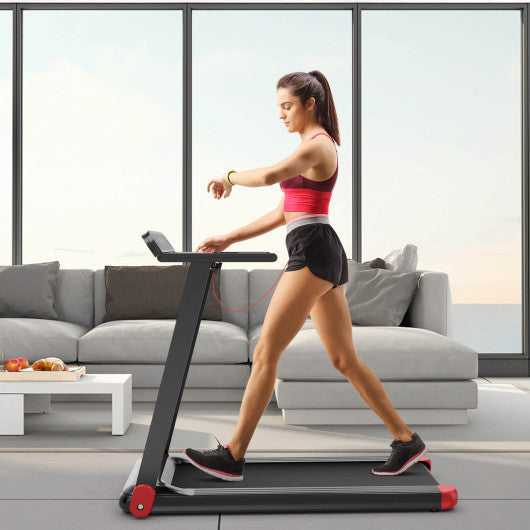 Folding Electric Compact Walking Treadmill with APP Control Speaker-Red