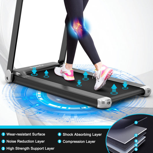 Folding Electric Compact Walking Treadmill with APP Control Speaker-Silver