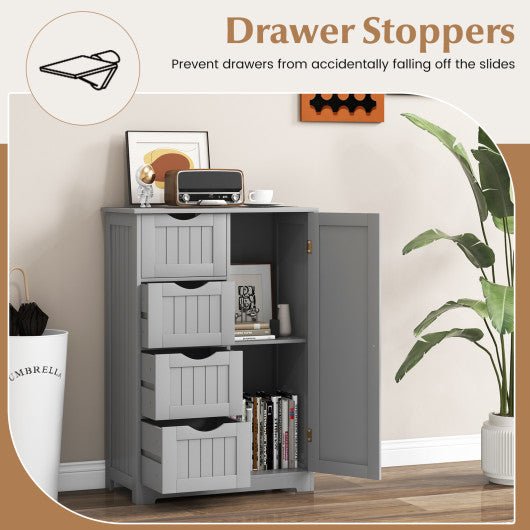 Standing Indoor Wooden Cabinet with 4 Drawers-Gray