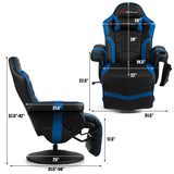 Ergonomic High Back Massage Gaming Chair with Pillow-Blue