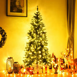 Pre-Lit Artificial Half National Christmas Tree with 8 Flash Modes-6 ft