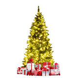 Pre-Lit Artificial Half National Christmas Tree with 8 Flash Modes-6 ft