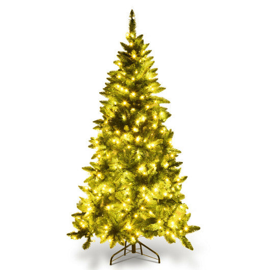 Pre-Lit Artificial Half National Christmas Tree with 8 Flash Modes-6 ft