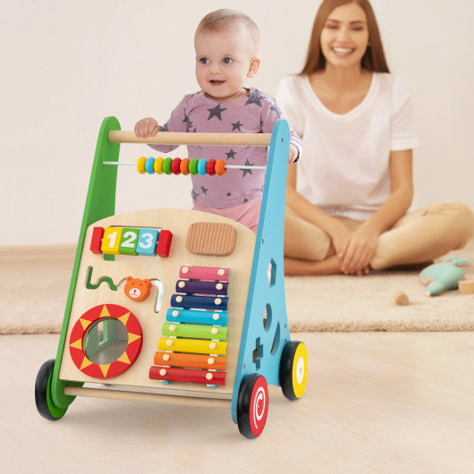 Toddler Push Walker Activity Center Toy with Burr-free Handle