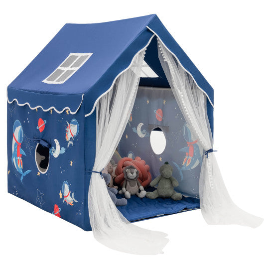 Large Kids Play Tent with Removable Cotton Mat-Blue