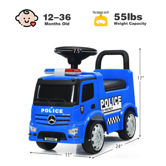 Mercedes Benz Kids Ride On Push Licensed Police Car-Blue