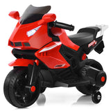 6V Kids Ride on Motorbike with Training Wheels and Music-Red