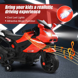 6V Kids Ride on Motorbike with Training Wheels and Music-Red