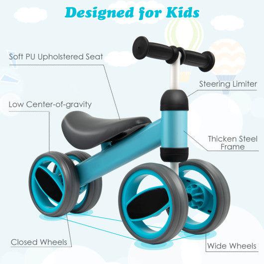 4 Wheels Baby Balance Bike Toy-Blue