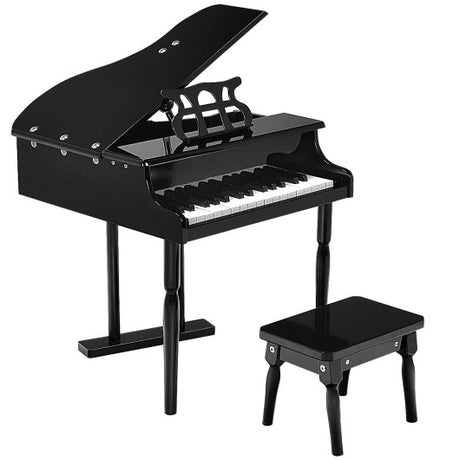 Musical Instrument Toy 30-Key Children Mini Grand Piano with Bench-Black
