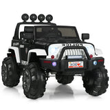 12 V Kids Ride On Truck with Remote Control and Double Magnetic Door-Black & White