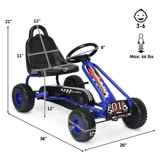 4 Wheel Pedal Powered Ride On with Adjustable Seat-Blue