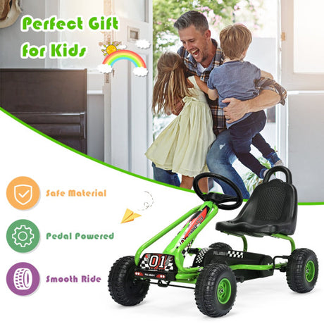 4 Wheel Pedal Powered Ride On with Adjustable Seat-Green