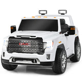 12V 2-Seater Licensed GMC Kids Ride On Truck RC Electric Car with Storage Box-White