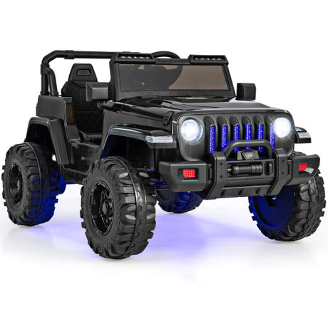 12V Kids Ride-on Jeep Car with 2.4 G Remote Control-Solid Black