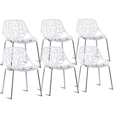 Set of 6 Accent Armless Modern Dining Chairs with Plastic Feet Pads