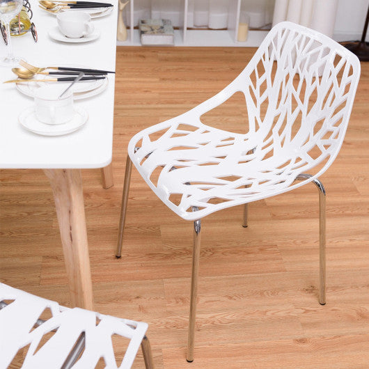 Set of 6 Accent Armless Modern Dining Chairs with Plastic Feet Pads