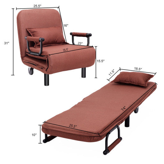 Convertible Folding Leisure Recliner Sofa Bed-Coffee