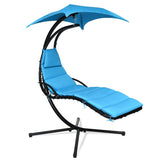 Hanging Stand Chaise Lounger Swing Chair with Pillow-Blue