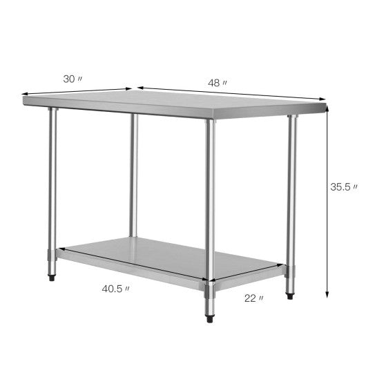 30 x 48 Inch Stainless Steel Table Commercial Kitchen Worktable