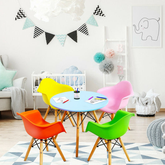 5 Piece Kids Mid-Century Colorful Table Chair Set