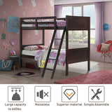 Twin Size Wooden Bunk Beds Convertible 2 Individual Beds-Brown