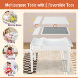 Wooden Kids Multi Activity Play Table with Storage Paper Roll-White