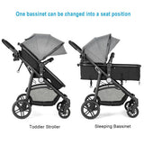 2-in-1 Foldable Pushchair Newborn Infant Baby Stroller-Gray