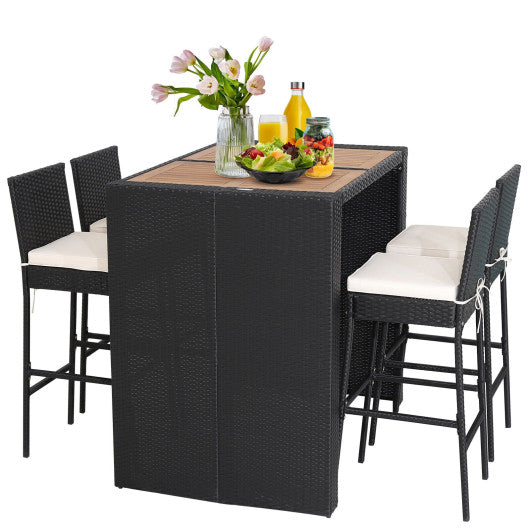 5 Pieces Patio Acacia Wood Dining Set